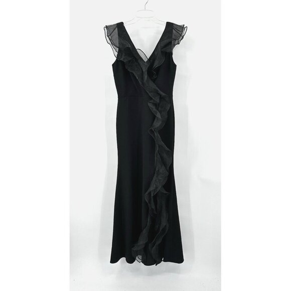 NEW DKNY maxi dress ruffle sleeveless party formal cocktail evening black 4 - Picture 5 of 14